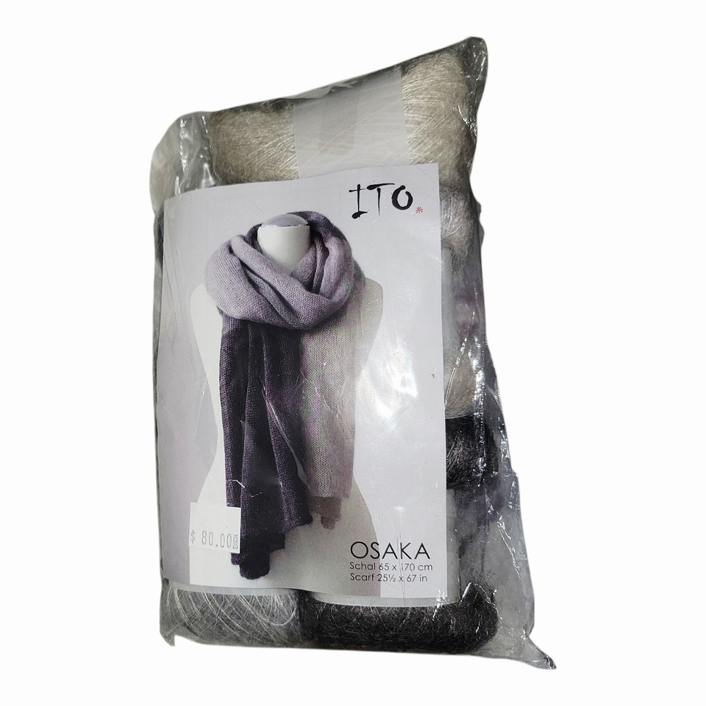 ITO Osaka Scarf Shawl Kit Sensai Mohair Silk Yarn 5 Skeins Pattern Gray
